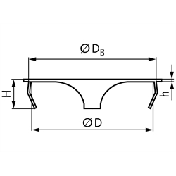 Krallen-Federring D=62mm Federstahl, Technische Zeichnung