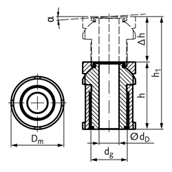 Kugelverstellschraube MN 686.8 60-39,0 rostfrei 1.4301, Technische Zeichnung