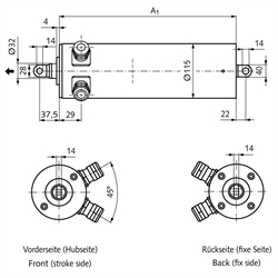 Linearantrieb MM 115 Hubgeschwindigkeit 18 mm/sec Hublänge 175 mm 3x 400V AC 50Hz, Technische Zeichnung