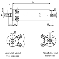 Linearantrieb MM 128 Hubgeschwindigkeit 17,5 mm/sec Hublänge 175 mm 3x 400V AC 50Hz, Technische Zeichnung