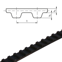 Normzahnriemen Profil H=1/2" (12,7mm) Breite 100=25,4mm Meterware (Neopren mit Glasfaser-Zugstrang) , Produktphoto