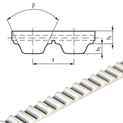 PU-Zahnriemen Profil AT5 Breite 32mm Meterware 32 AT5 (Polyurethan mit Stahl-Zugsträngen gepackt 2 x 16mm), Produktphoto