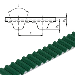 PU-Zahnriemen Profil T10 Breite 16mm Meterware 16 T10 PAZ = Polyamidgewebe auf der Zahnseite , Produktphoto