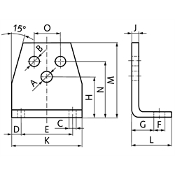 Montagewinkel für Spannelement Größe 4 Bohrung A=20,5mm, Technische Zeichnung