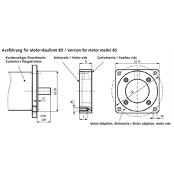 Motor-Adaption MPS Größe 80 Außen 100 x 100 x 33mm Lochkreis-Ø 115mm M8 Zentrier-Ø 95mm, Technische Zeichnung