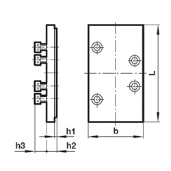 Abdeckplatte für VDMA und Universal Grundplatten Norgren CQM/22354/3/23 ISO 3, Technische Zeichnung