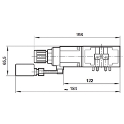 Druckregelmodul, Regelung an Anschluss 2 (Regler auf Seite 12) Norgren V71011-KB1 ISO 1, Technische Zeichnung