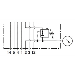 Druckregelmodul, Regelung an Anschluss 2 Norgren V71012-KB2 ISO 1, Technische Zeichnung