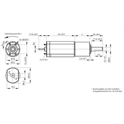 Planeten-Kleingetriebemotoren SFP Größe 1 mit Gleichstrommotor 24V, Technische Zeichnung