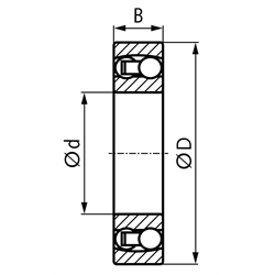 SKF Pendelkugellager 1209 ETN9/C3 zweireihig Innen-Ø 45mm Außen-Ø 85mm Breite 19mm Lagerluft C3, Technische Zeichnung