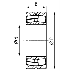 SKF Pendelrollenlager 22210 E/C3 zweireihig Innen-Ø 50mm Außen-Ø 90mm Breite 23mm Lagerluft C3, Technische Zeichnung