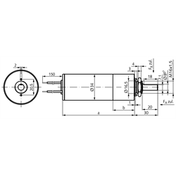 Planeten-Kleingetriebemotor PE, Größe 1, 24 V, bis 2,9 Nm, Technische Zeichnung