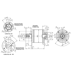 Planetengetriebe MPS Größe 80 Übersetzung i=160 3-stufig, Technische Zeichnung