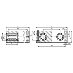 Quadro-Linearkugellager- Einheiten KGQ-3 ISO-Reihe 3 geschlossen Premium, Technische Zeichnung