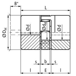 Elastische Kupplung RNI Edelstahl 1.4305 Baugröße 28 max. Drehm. 190Nm Nenndrehm. 95Nm Außendurchmesser 65mm Gesamtlänge 90mm ungebohrt , Technische Zeichnung