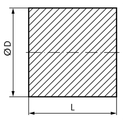 Welle aus Sinterbronze Außendurchmesser 45mm Länge 90mm , Technische Zeichnung