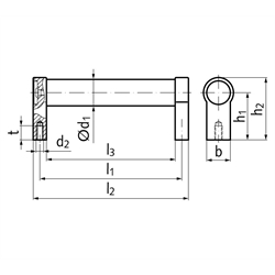 Rohrgriff 333.1 Länge 180 mm d1 20mm Material Aluminium eloxiert , Technische Zeichnung