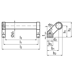 Rohrgriff 333 Länge 250 mm Material Aluminium eloxiert , Technische Zeichnung