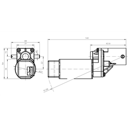 Linearantrieb SFL mit Gleichstrommotor Betriebsspannung 12V-24V Nominale Hubkraft 1000N mit Hall-IC , Technische Zeichnung