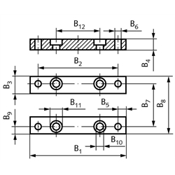 Befestigungsleisten-Satz inklusiv Schrauben für Spindelhubgetriebe NPT Baugröße 0 Länge 90mm, Technische Zeichnung