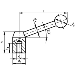 Schalthebel mit langer Nabe 2120 St, Technische Zeichnung