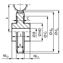 Schneckenrad aus GG25 Modul 3 26 Zähne 1-gängig rechts , Technische Zeichnung