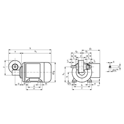 Schneckengetriebemotor MEK 90 Watt 230/400V 50Hz IE1 i=7:1 Abtriebsdrehzahl ca. 200 /min Md2=3,3Nm (Betriebsanleitung im Internet unter www.maedler.de im Bereich Downloads), Technische Zeichnung