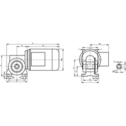 Schneckengetriebemotor RH 250 Watt 230/400V 50Hz IE2 i=12:1 Abtriebsdrehzahl ca. 117 /min Md2=14Nm (Betriebsanleitung im Internet unter www.maedler.de im Bereich Downloads), Technische Zeichnung