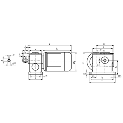 Schneckengetriebemotor RM 120 Watt 230/400V 50Hz IE2 i=500:1 Abtriebsdrehzahl ca. 5,6 /min zulässiges Md2=35Nm (Betriebsanleitung im Internet unter www.maedler.de im Bereich Downloads), Technische Zeichnung