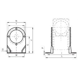 Fußbefestigungssatz für Schneckengetriebemotor HMD/I Getriebegröße 045 Breite 98mm Gesamthöhe 121mm, Technische Zeichnung