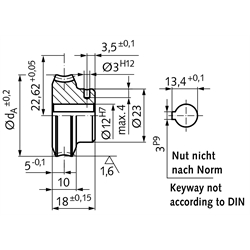 Präzisions-Schneckenrad Achsabstand 22,62mm i=30 30 Zähne , Technische Zeichnung