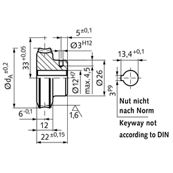 Präzisions-Schneckenrad Achsabstand 33mm i=17 34 Zähne , Technische Zeichnung