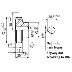 Präzisions-Schneckenrad Achsabstand 40mm i=80 80 Zähne , Technische Zeichnung