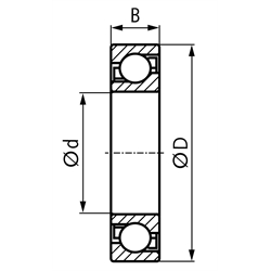 SKF Schrägkugellager 7201 BEP einreihig Innen-Ø 12mm Außen-Ø 32mm Breite 10mm, Technische Zeichnung