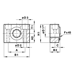 Schwenklager-Satz für Schwenkzapfenbefestigung für Zylinderdurchmesser 63/80mm , Technische Zeichnung