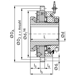 Sicherheitskupplung SI Größe 20 Drehmoment 6 - 20 Nm , Technische Zeichnung