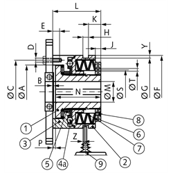 Sicherheitskupplung CM Gr. 25 , Technische Zeichnung