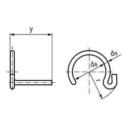 Sicherungsbügel DIN 71805, Edelstahl, Technische Zeichnung