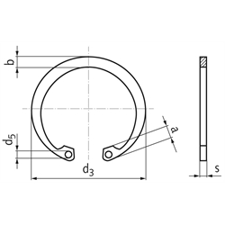 Sicherungsring DIN 472 80mm Federstahl, Technische Zeichnung