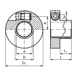 Spannbuchse E Bohrung 20mm , Technische Zeichnung