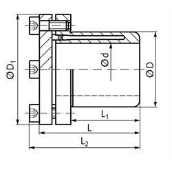 Spannbuchse MSD Bohrung 22mm Stahl , Technische Zeichnung