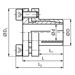 Mini-Spannbuchse MSM Bohrung 14mm , Technische Zeichnung