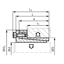 Spannsatz COM-B Edelstahl 1.4401 Bohrung 19mm Größe 19-27 , Technische Zeichnung