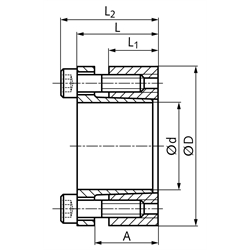 Spannsatz COM-CB1 Bohrung 100mm Größe 100x145x44mm, Technische Zeichnung