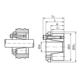 Spannsatz COM-C Bohrung 30mm Größe 30-55 Edelstahl 1.4401
, Technische Zeichnung