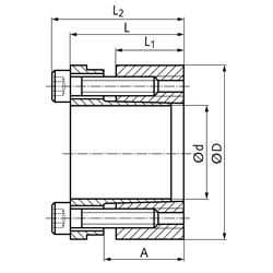 Spannsatz COM-D Bohrung 38mm Größe 38-65 , Technische Zeichnung