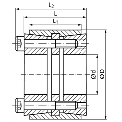 Spannsatz COM-LL Bohrung 30mm Größe 30x55x45mm, Technische Zeichnung