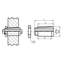 Spannsatz SIG Edelstahl 1.4301 Bohrung 17mm , Technische Zeichnung