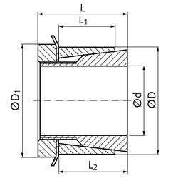 Spannsatz SSG Bohrung 14mm Größe 14x25x30mm, Technische Zeichnung