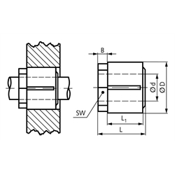 Spannsatz TT Bohrung 28mm Größe 28-45 , Technische Zeichnung